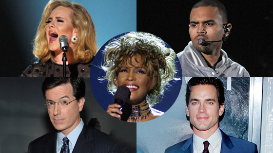 Whitney Houston, Adele, Chris Brown, Stephen Colbert, Matt Bomer Whitney Houston, Adele, Chris Brown, Stephen Colbert, Matt Bomer